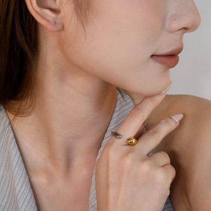 ✨ Wholesale 6.5mm Size 7 Two-Tone Open Ring | Gold Silver Adjustable Statement Ring Bulk