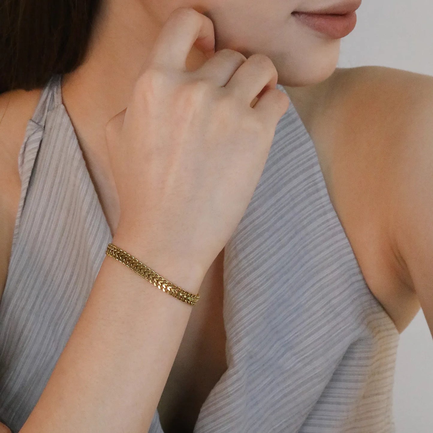 ✨ Wholesale 5.3mm Gold Cuban Chain Bracelet | 19+5cm Stainless Steel Women's Jewelry