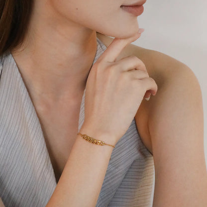 ✨ Wholesale 5.2mm Curb Chain Bracelet | 18+3cm Adjustable Gold Plated Surgical Steel Chain | Unisex Jewelry Bulk 📿