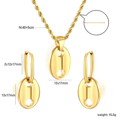 ✨🌊 18K Gold plated Shell shape Jewelry Set Wholesale (MOQ 12+) | Stainless Steel Necklace & Earrings 🌍 | Hypoallergenic Luxury Gift Set