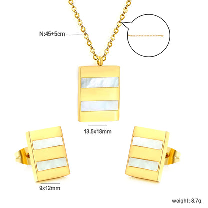 ✨ 18K Gold Plated Rectangle Jewelry Set Wholesale (MOQ 12+) | Stainless Steel Necklace & Earrings 🌍 | Hypoallergenic Luxury Gift Set