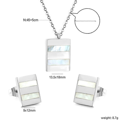 ✨ 18K Gold Plated Rectangle Jewelry Set Wholesale (MOQ 12+) | Stainless Steel Necklace & Earrings 🌍 | Hypoallergenic Luxury Gift Set