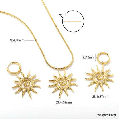 ✨🌞 18K Gold Bohemian Style Jewelry Set Wholesale (MOQ 12+) | Stainless Steel Necklace & Earrings 🌍 | Hypoallergenic Luxury Gift Set