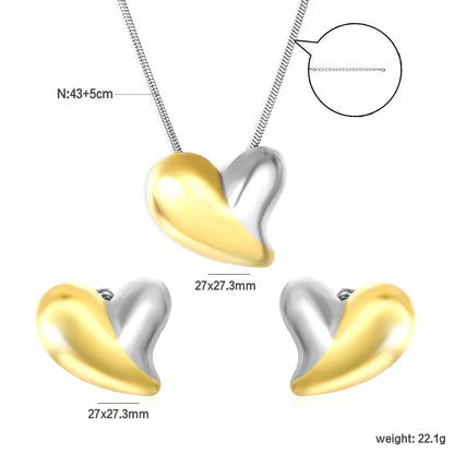 ✨💝 18K Gold plated Love Shape Jewelry Set Wholesale (MOQ 12+) | Stainless Steel Necklace & Earrings 🌍 | Hypoallergenic Luxury Gift Set