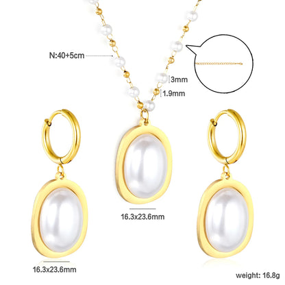 ✨💎 18K Gold plated Pearls Jewelry Set Wholesale (MOQ 12+) | Stainless Steel Necklace & Earrings 🌍 | Hypoallergenic Luxury Gift Set