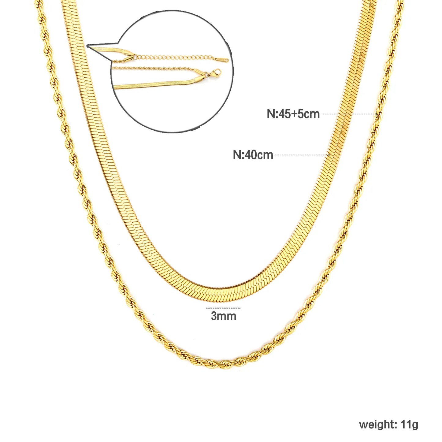 ✨ 18K Gold PVD Double Chain Necklace Wholesale (MOQ 12+) | Stainless Steel Layered Chains 🌍| Hypoallergenic Dainty Necklaces Set