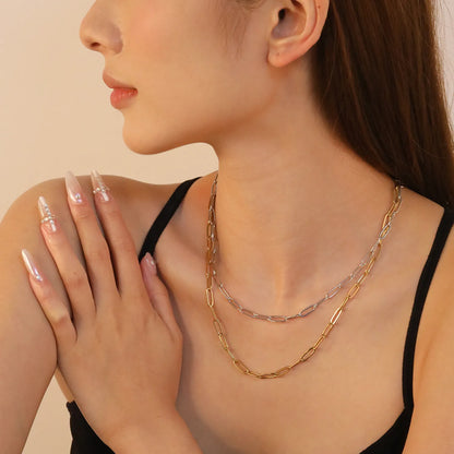 ✨ 18K Gold PVD Double Chain Necklace Wholesale (MOQ 12+) | Stainless Steel Layered Chains 🌍| Hypoallergenic Dainty Necklaces Set