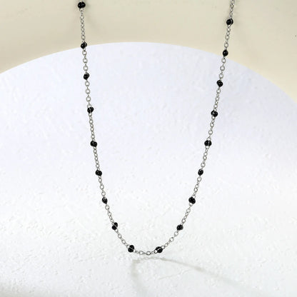 ✨Black Resin Cross Pendant Necklace 0.4mm Chain 40+5cm | Stainless Steel Silver/Gold | Gothic Jewelry Wholesale