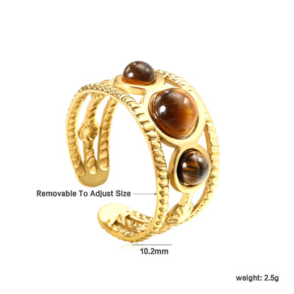 18k gold plated Natural Resins Adjust Size Stainless Steel Rings Wholesale (MOQ 12+) | Hypoallergenic  Fashion Rings 🌍  | Tarnish-Free