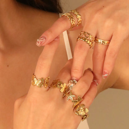PVD 18k gold Adjust Size&6/7/8 Size Stainless Steel Rings Wholesale (MOQ 12+) | Hypoallergenic  Fashion Rings 🌍  | Tarnish-Free