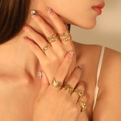 18k gold plated Removable To Adjust Size Stainless Steel Rings Wholesale (MOQ 12+) | Hypoallergenic  Fashion Rings 🌍  | Tarnish-Free