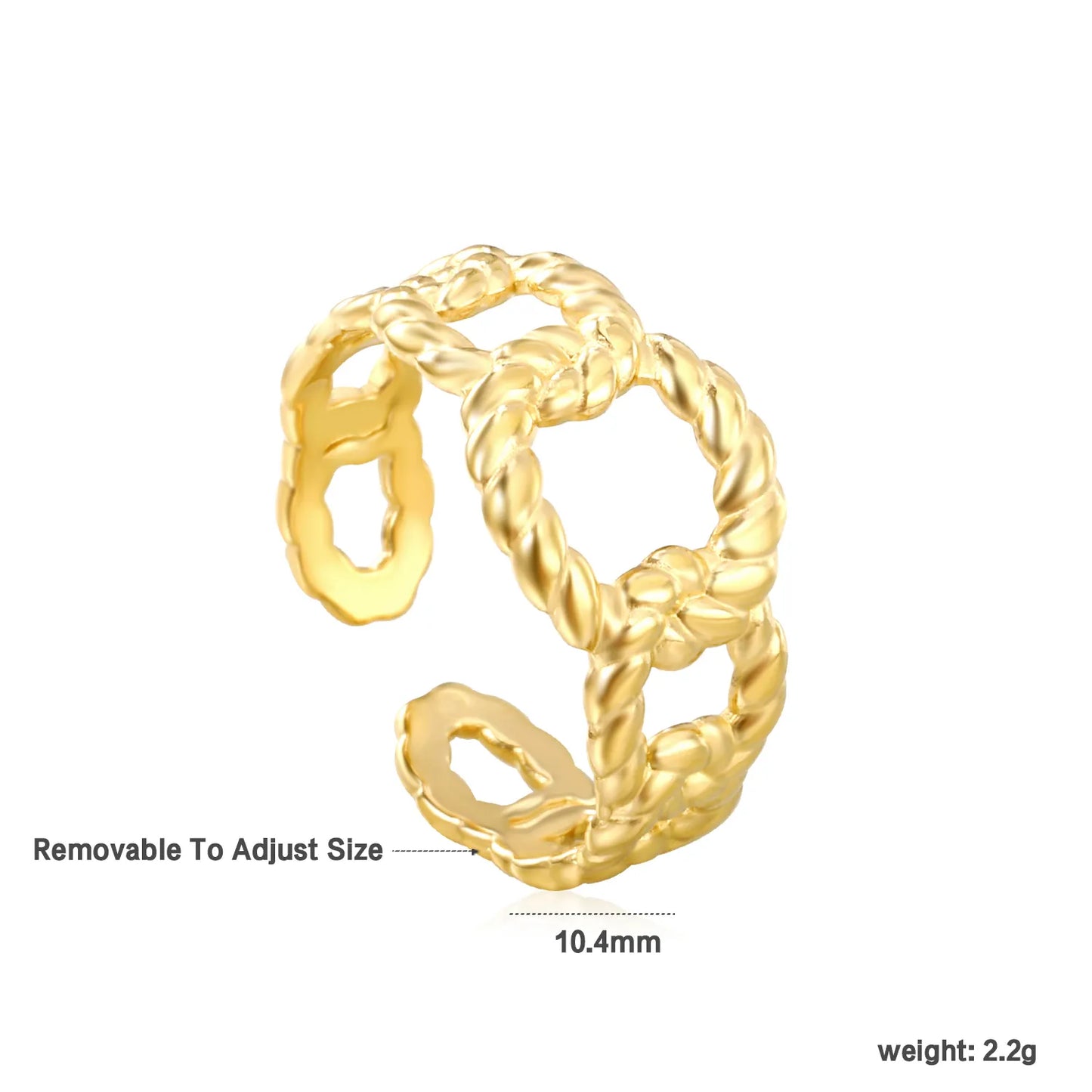 18k gold plated Removable To Adjust Size Stainless Steel Rings Wholesale (MOQ 12+) | Hypoallergenic  Fashion Rings 🌍  | Tarnish-Free