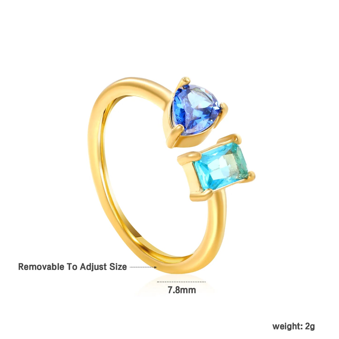 PVD 18k gold Premium Zircon Adjust Size Stainless Steel Rings Wholesale (MOQ 12+) | Hypoallergenic  Fashion Rings 🌍  | Tarnish-Free