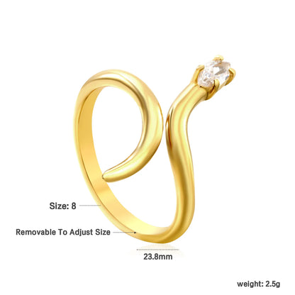 PVD 18k gold Premium Zircon Adjust Size Stainless Steel Rings Wholesale (MOQ 12+) | Hypoallergenic  Fashion Rings 🌍  | Tarnish-Free