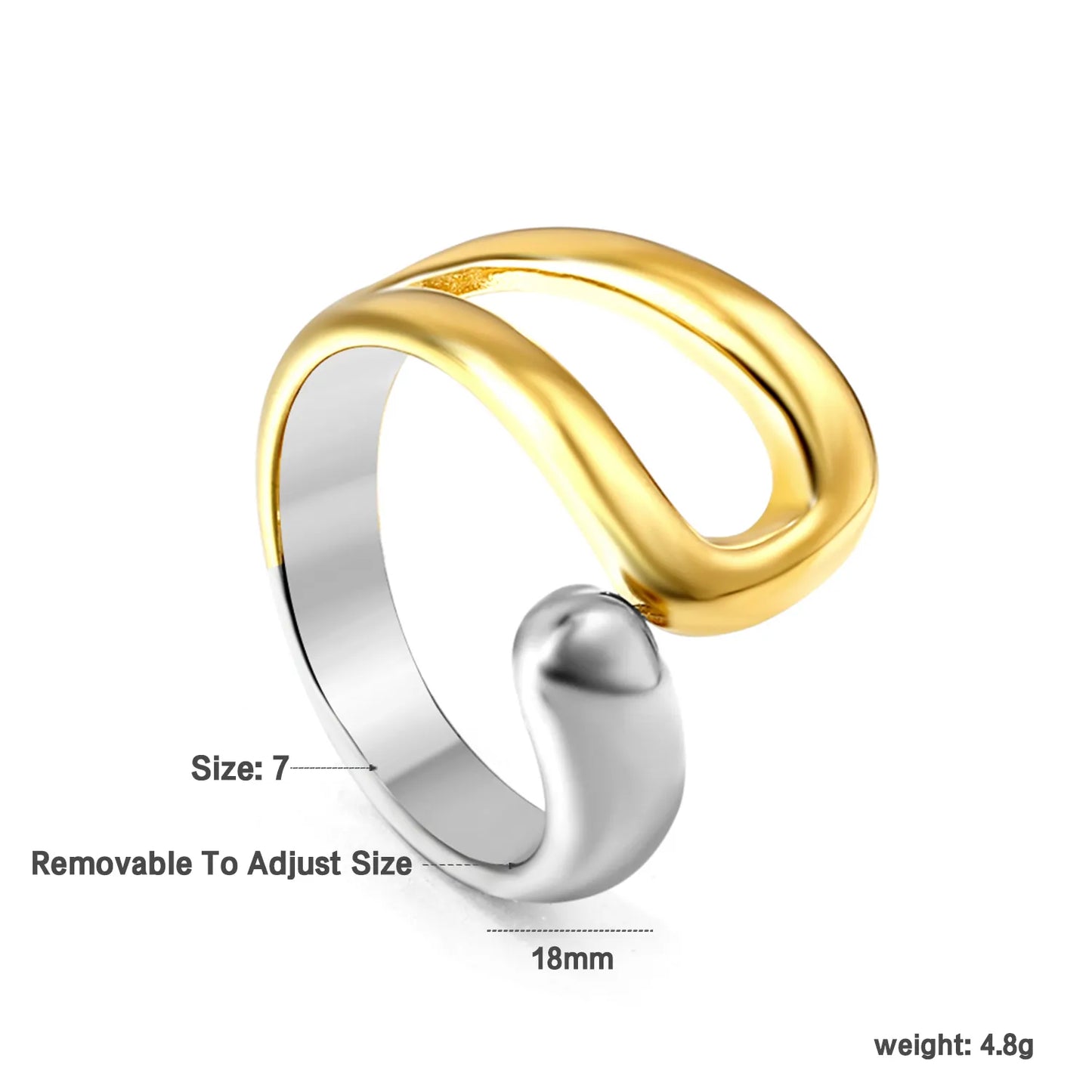 ✨ 18K Gold PVD Adjust Size Ring Wholesale (MOQ 12+) | Stainless Steel Hypoallergenic Bands 🌍 | Stackable & Statement Rings