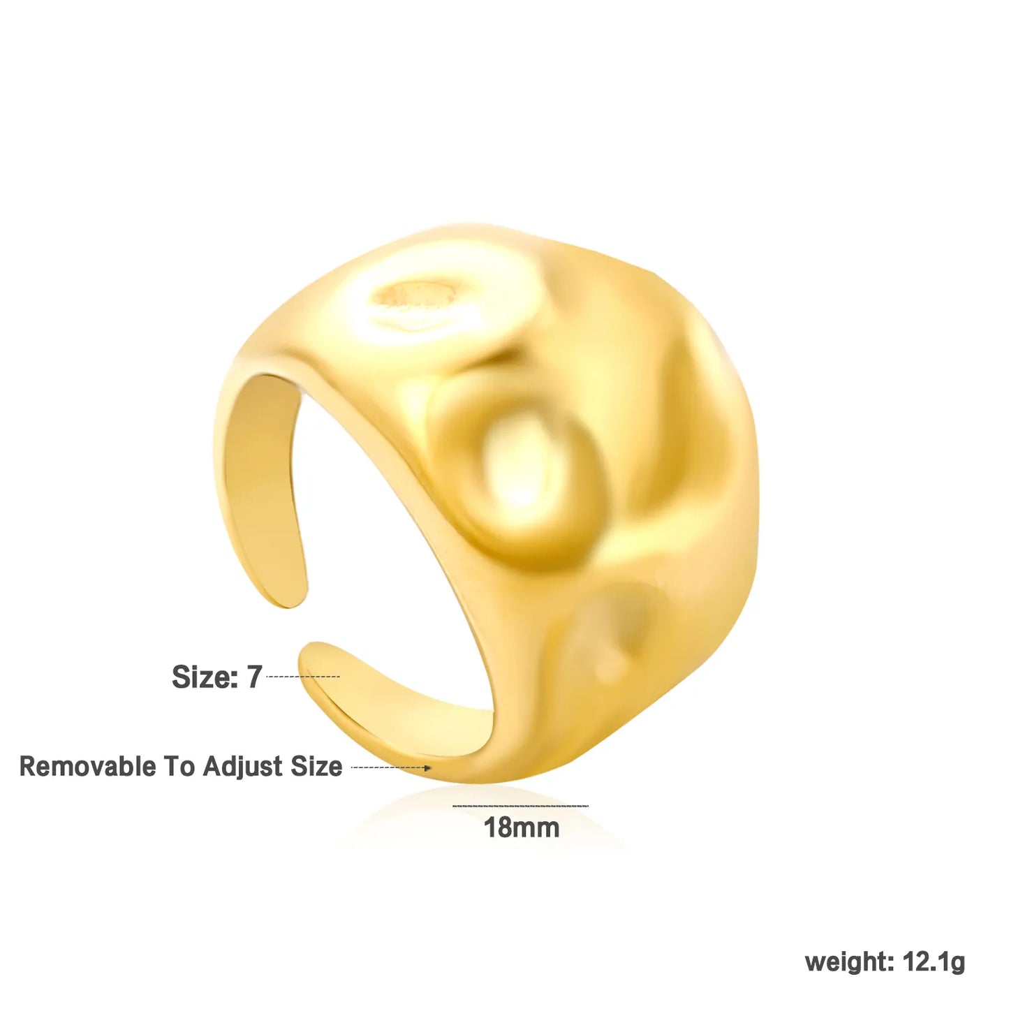 ✨ 18K Gold PVD Adjust Size Ring Wholesale (MOQ 12+) | Stainless Steel Hypoallergenic Bands 🌍 | Stackable & Statement Rings