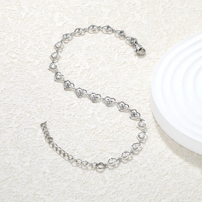 ✨ Wholesale Heart Charm Bracelet 7.4x6mm | 20+5cm Adjustable | Stainless Steel/Gold | Hypoallergenic