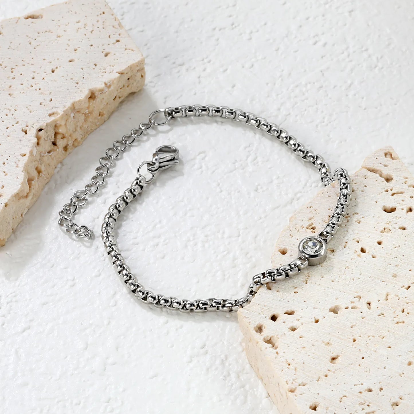 ✨ Wholesale 6mm Diamond Inlay Bracelet 2.9x18+5cm | Steel/Gold | Stainless Steel Chain Hypoallergenic