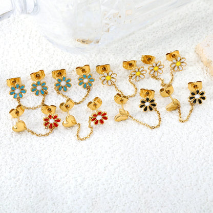 Wholesale 18k Gold Plated Daisy shape Stainless Steel Hypoallergenic Drop Earrings – Bulk Wholesale (12+ Pairs) 🌍 EU/US Supplier Trendy & Durable
