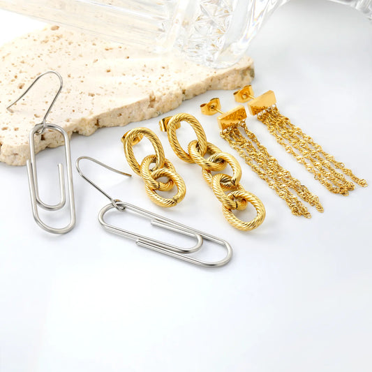 18k PVD gold Stainless Steel Hypoallergenic Drop Earrings – Bulk Wholesale (12+ Pairs) 🌍 EU/US Supplier Trendy & Durable
