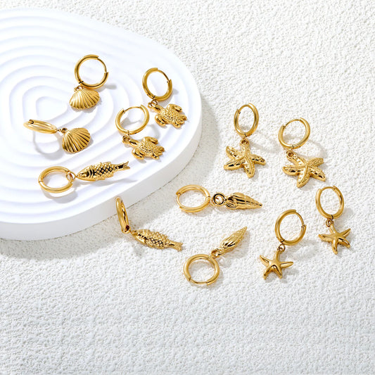Wholesale 18k PVD gold Stainless Steel Hypoallergenic Ocean Series Drop Earrings – Bulk Wholesale (12+ Pairs) 🌍 EU/US Supplier Trendy & Durable