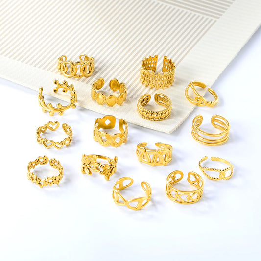 18k gold plated Adjust Size Stainless Steel Rings Wholesale (MOQ 12+) | Hypoallergenic  Fashion Rings 🌍  | Tarnish-Free