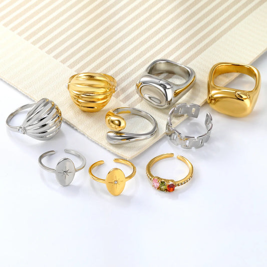 18k gold Adjust Size Stainless Steel Rings Wholesale (MOQ 12+) | Hypoallergenic  Fashion Rings 🌍  | Tarnish-Free