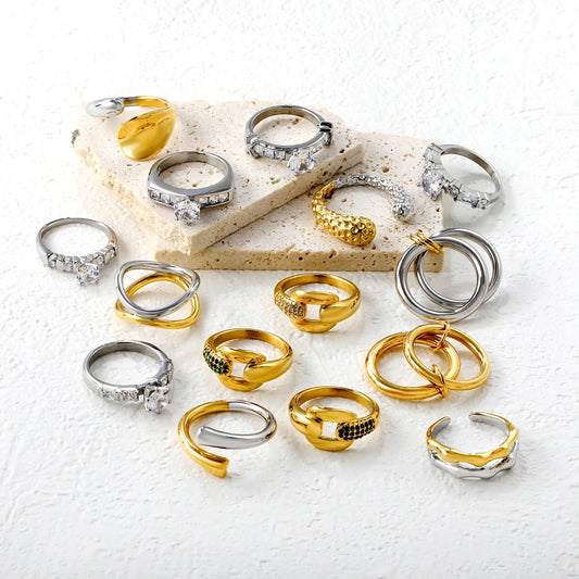 ✨Wholesale 18k PVD gold Stainless Steel Rings Wholesale (MOQ 12+) | Hypoallergenic  Fashion Rings 🌍  | Tarnish-Free