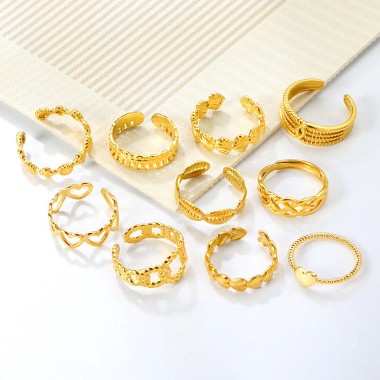 18k gold plated Removable To Adjust Size Stainless Steel Rings Wholesale (MOQ 12+) | Hypoallergenic  Fashion Rings 🌍  | Tarnish-Free