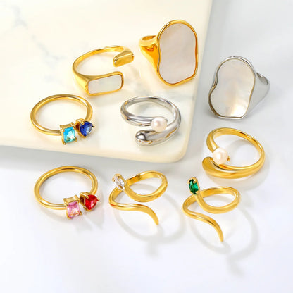 PVD 18k gold Premium Zircon Adjust Size Stainless Steel Rings Wholesale (MOQ 12+) | Hypoallergenic  Fashion Rings 🌍  | Tarnish-Free