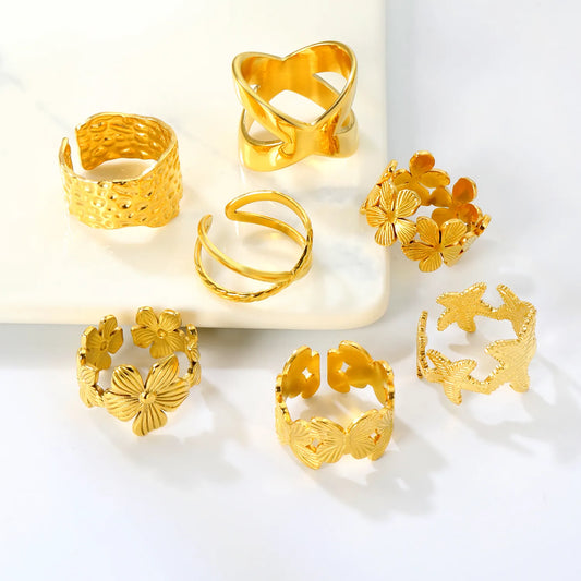 PVD 18k gold Adjust Size&6/7/8 Size Stainless Steel Rings Wholesale (MOQ 12+) | Hypoallergenic  Fashion Rings 🌍  | Tarnish-Free
