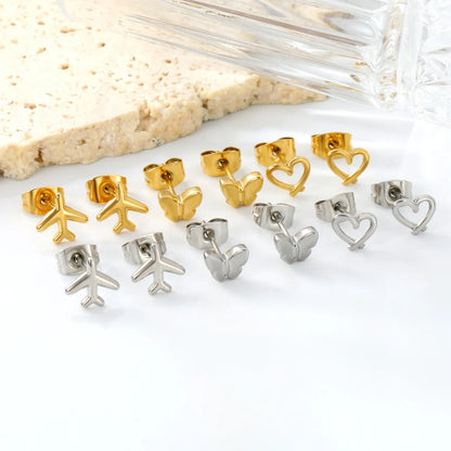 Wholesale Stainless Steel Butterfly Shape/Love Shape Gold Stud Earring: Stylish Wholesale Jewelry for Elegant Adornment