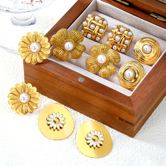 PVD 18k gold plated  Stainless Steel Hypoallergenic Stud Earrings – Bulk Wholesale (12+ Pairs) 🌍 EU/US Supplier Trendy & Durable