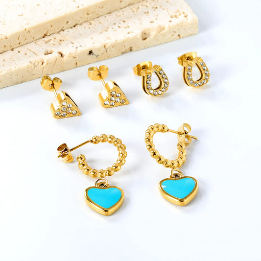 Cobalt Blue Heart Earrings Wholesale 11.8x13.3mm Enamel + 2.4mm Post | Hypoallergenic Studs for Boutiques