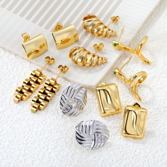 PVD 18K gold plated Stainless Steel Hypoallergenic Stud Earrings – Bulk Wholesale (12+ Pairs) 🌍 EU/US Supplier Trendy & Durable