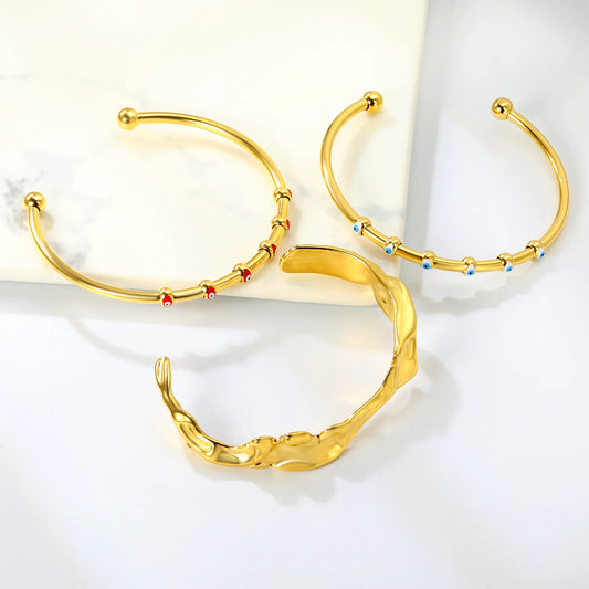 ✨ 59mm/60mm 18K Gold PVD & Silver Tone Bangle Bracelet Wholesale (MOQ 12+) | Stainless Steel 🌍 | Hypoallergenic Cuff & Chain Bangles