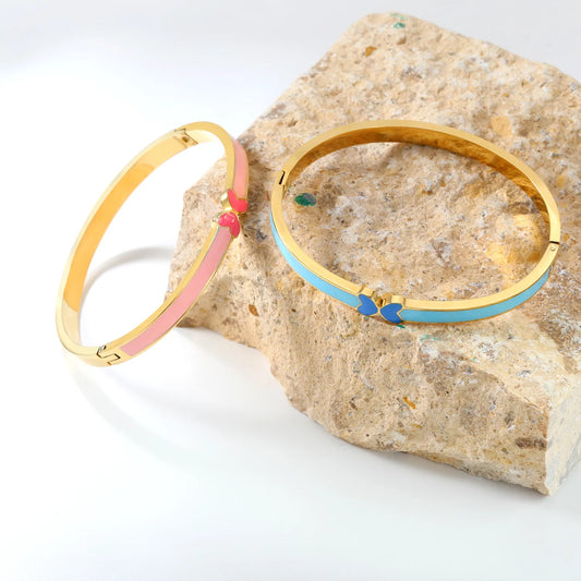 ✨ 18K Gold PVD 57.6x49.5mm Bangle Bracelet Wholesale (MOQ 12+) | Stainless Steel 🌍 | Hypoallergenic Cuff & Chain Bangles