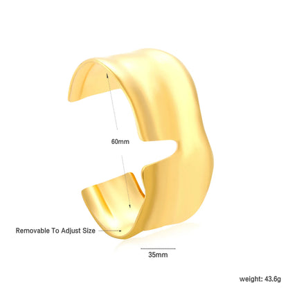 ✨ 18K Gold PVD 60x35mm Adjust Size Bangle Bracelet Wholesale (MOQ 12+) | Stainless Steel 🌍 | Hypoallergenic Cuff & Chain Bangles