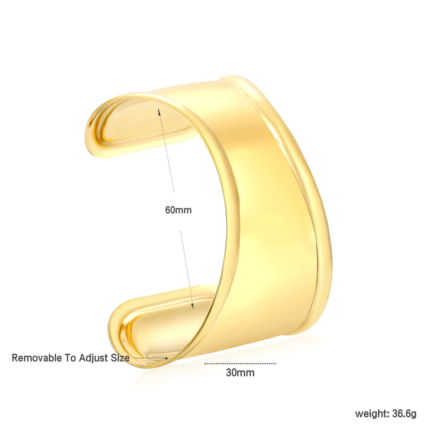 ✨ 18K Gold PVD 60x30mm Adjust Size Bangle Bracelet Wholesale (MOQ 12+) | Stainless Steel 🌍 | Hypoallergenic Cuff & Chain Bangles
