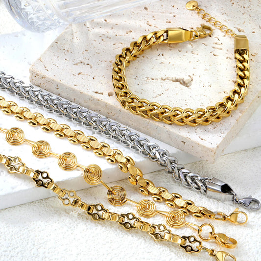 ✨ 18K Gold Plated 18+3cm  Bracelet Wholesale (MOQ 12+) | Stainless Steel Hypoallergenic 🌍 | Dainty Chain & Charm Bracelets