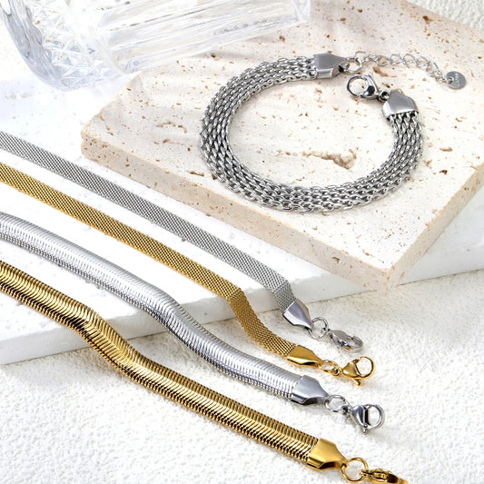 ✨ 18K Gold Plated Bracelet 17+5cm/18+ Wholesale (MOQ 12+) | Stainless Steel Hypoallergenic 🌍 | Dainty Chain & Charm Bracelets