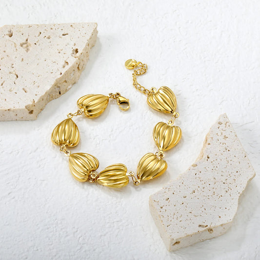 ✨💖Wholesale 7 Hollow Heart Bracelet | 15x14mm Gold Chain 18+3cm
