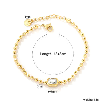 ✨ Wholesale 9x7mm Rectangular Zircon Bracelet | Tri-Color Gold Bead Chain