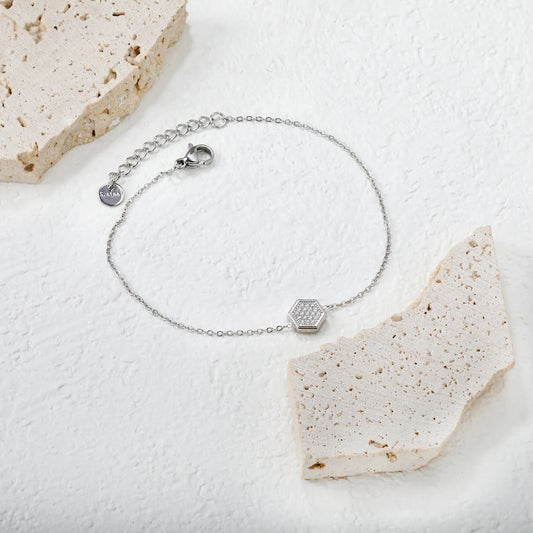 ✨ Wholesale Geometry Charm Bracelet | Mixed Steel Shapes | 21cm 🔗