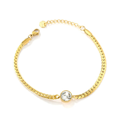 ✨ Wholesale 10mm Swarovski 4.2mm Cuban Chain Bracelet | 18+3cm +6mm Tag Gold