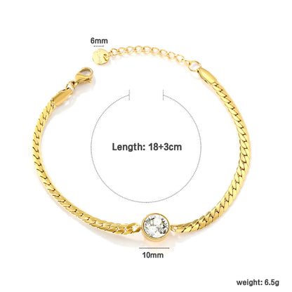 ✨ Wholesale 10mm Swarovski 4.2mm Cuban Chain Bracelet | 18+3cm +6mm Tag Gold