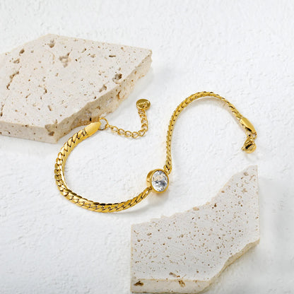 ✨ Wholesale 10mm Swarovski 4.2mm Cuban Chain Bracelet | 18+3cm +6mm Tag Gold