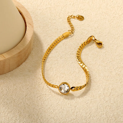 ✨ Wholesale 10mm Swarovski 4.2mm Cuban Chain Bracelet | 18+3cm +6mm Tag Gold