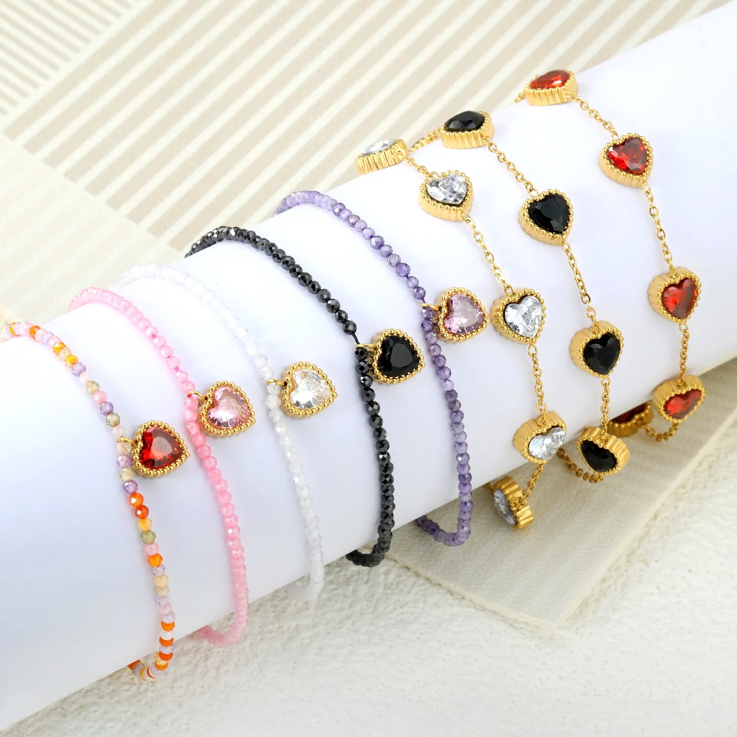 ✨ 18K Gold Plated 17-18+3cm Love Shape Zircon Bracelet Wholesale (MOQ 12+) | Stainless Steel Hypoallergenic 🌍 | Dainty Chain & Charm Bracelets
