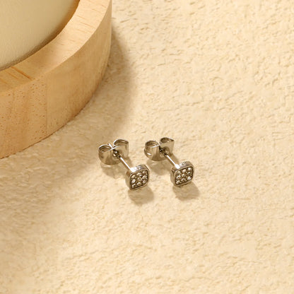 ✨Wholesale 5mm Geometric Stud Earrings | Steel/Gold Stainless Steel | CZ White Diamond | Bulk Ear Jewelry